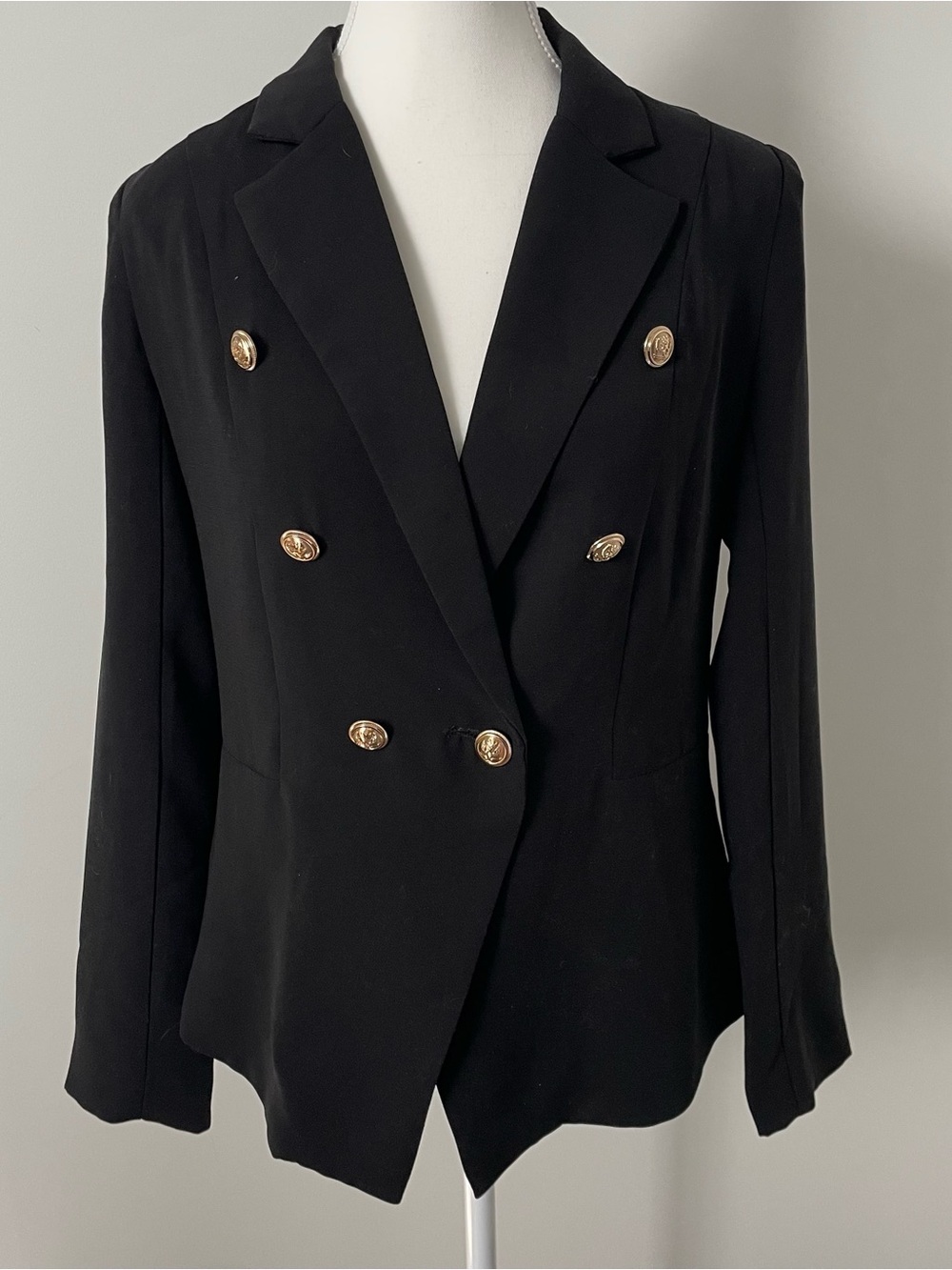 Do + Be Black Double Breasted Blazer Gold Buttons Size Medium